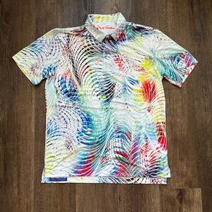 Robert Graham Floral Polo Short Sleeve Shirt Size M